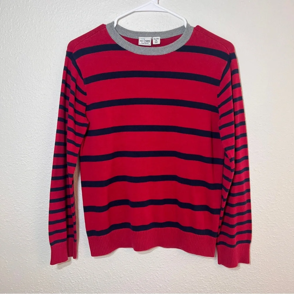 Children’s Place Y2K Striped Sweater Red Navy Preppy Skater Kids‎ XL 14
